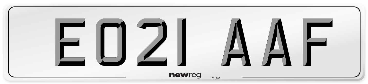EO21 AAF Number Plate from New Reg